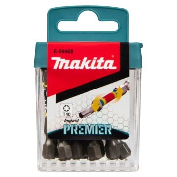 Makita E-26060 Impact Premier Torsion T40 x 50mm Bit Set x10 Pcs