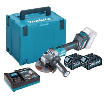 Makita GA023GD201 40v Max XGT Slide Switch 125mm Angle Grinder Inc 2x 2.5Ah Batts