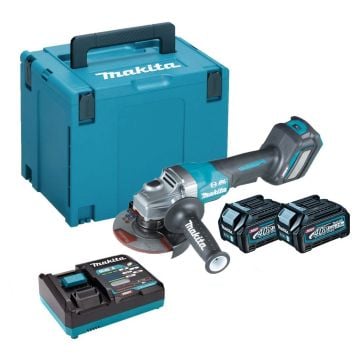 Makita GA029GD201 40v Max XGT Paddle Switch 125mm Angle Grinder Inc 2x 2.5Ah Batts