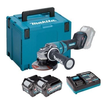Makita GA050GD201 40v Max XGT Brushless 125mm Angle Grinder Inc 2x 2.5Ah Batts