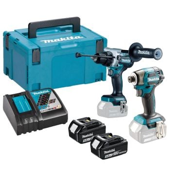 Makita DLX2516TJ 18v LXT Brushless Twin Kit DHP486 Combi Drill & DTD173 Impact Driver Inc 2x 5.0Ah Batts