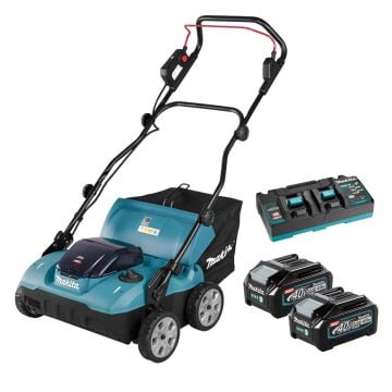 Makita UV001GM201 40v XGT Cordless Brushless 38cm 50L Scarifier Inc 2x 4.0Ah Batts