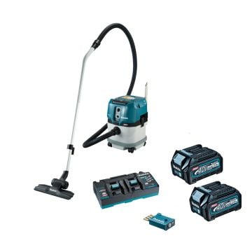 Makita VC004GLD22 40v Max XGT AWS Brushless L-Class Dust Extractor Inc 2x 2.5Ah Batts
