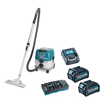 Makita VC005GLD21 40v Max XGT Brushless Dry L-Class Dust Extractor Inc 2x 2.5Ah Batts