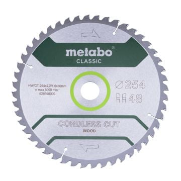 Metabo 628690000 Wood Saw Blade For Cordless Saws 254 x 30 Z48