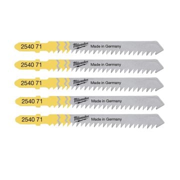 Milwaukee 4932254071 T111C 75mm x 3mm Traditional Wood Jigsaw Blade x5 Pcs