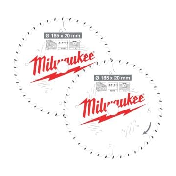 Milwaukee 165mm x 20mm 40T Circular Saw Blades x2 Pcs 4932492433