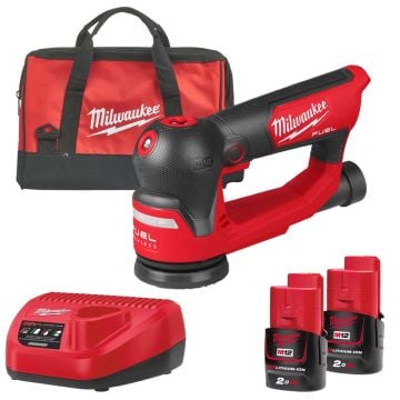 Milwaukee M12 FUEL FSDR75-202B Brushless 75mm Random Orbit Sander Inc 2x 2.0Ah Batts