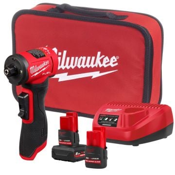 Milwaukee M12 FUEL FDGA2-522B 12v Brushless Angled Die Grinder Inc 1x 2.5Ah/1x 5.0Ah HIGH OUTPUT Batts
