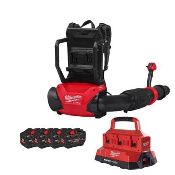 Milwaukee M18 FUEL F2BPB-124 Dual Battery Cordless Brushless Backpack Blower Inc 4x 12.0Ah FORGE Batts