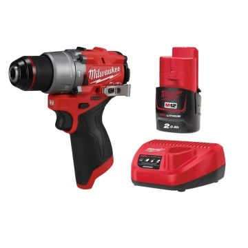 Milwaukee M12 FUEL FPD2 12v Cordless Brushless Combi Drill Bundle Inc 1x 2.0Ah Battery & 1x Charger