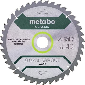Metabo 628065000 Circular Saw Blade HW/CT 216 x 30mm 40WZ
