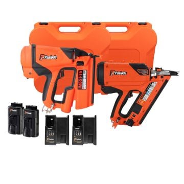 Paslode IM350+ & IM65 2 Piece Kit Inc 2x 2.1Ah Batts, 2x Chargers, 2x Carry Cases - Straight