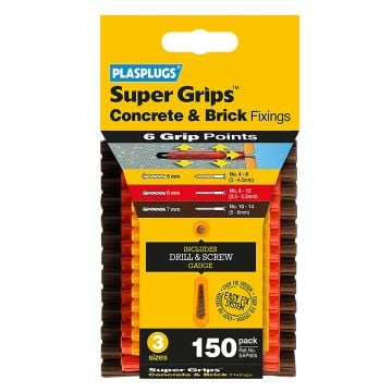 Plasplugs SAP505 Solid Wall Super Grip Fixings Assorted Set x150 Pcs