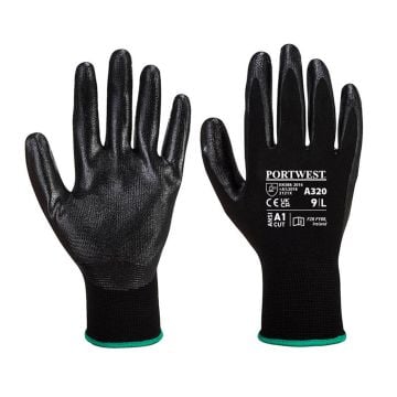 Portwest A320 Dexti-Grip Nitrile Foam Coating Nylon Gloves Black Extra Large