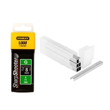 Stanley 1-TRA705T SharpShooter 8mm Heavy Duty Staples 4/11/140 Type G x1000 Pcs