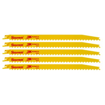 Starrett BT123-5 Bi-Metal Wood Reciprocating Saw Blade 300mm 3 TPI x5 Pcs
