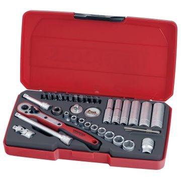 Teng Tools T1436 1/4" Drive Socket Set 6PT x36 Pcs In Carry Case