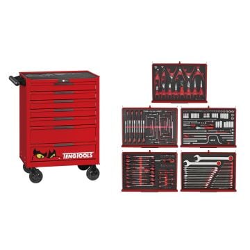 Teng Tools TKW26R278F PRO35 26" Roller Cabinet Foam Tool Kit x278 Pieces Red
