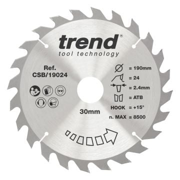 Trend CSB/19024 Wood Circular Saw Blade 190mm x 30mm x 24T