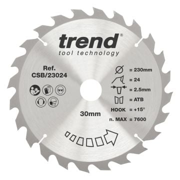 Trend CSB/23024 Wood Circular Saw Blade 230mm x 30mm x 24T