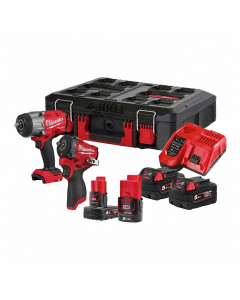Milwaukee M12/M18 FUEL FPP2AQ2-564P 12v/18v Impact Wrench Power Pack Inc 4x Batteries