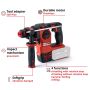 Einhell HEROCCO 18/20 18v Power X-Change Brushless SDS+ Rotary Hammer Body Only In Carry Case