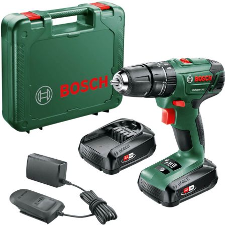Bosch Green PSB 1800 LI-2 18v Cordless Two-Speed Combi Hammer Drill Inc 2x 1.5Ah Batts 06039A3371