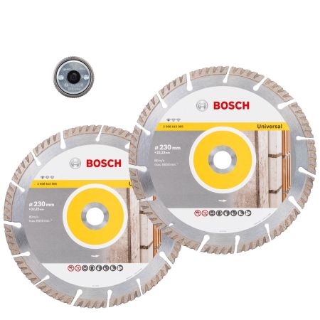 Bosch 230mm Diamond Blade Twin Pack Plus SDS Clic Nut 06159975T0
