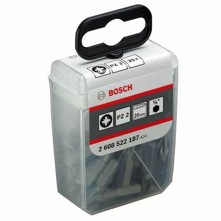 Bosch Tic Tac Box 25mm PZ2 25Pc Screwdriver Bit Set 2608522187