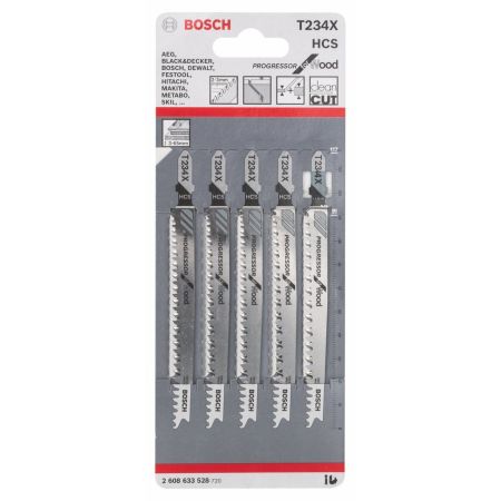Bosch T234X Progressor Jigsaw Blades for Wood Pack of 5 2608633528