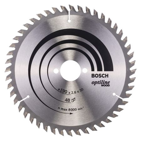 Bosch Optiline Circular Saw Blade For Wood 190 x 2.6 / 1.6 x 30 mm x 48T