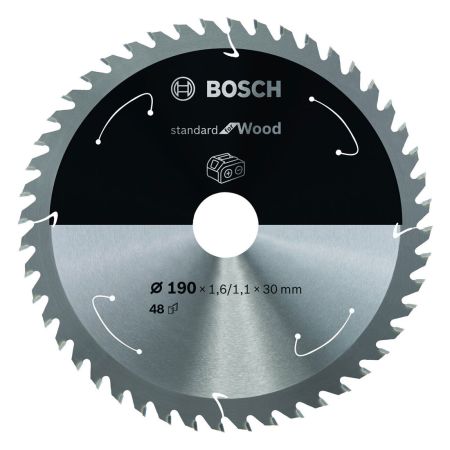 Bosch Standard for Wood Circular Saw Blade for Cordless Saws 190 x 1.6 / 1.1 x 30 mm T48