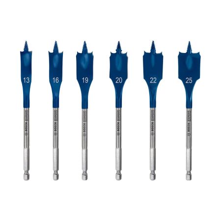 Bosch Expert Self Cut Speed Flat Spade Drill Bit Set Hex Shank x6 Pcs 2608900333