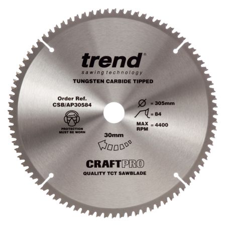 Trend CSB/AP30584 CraftPro Saw Blade Aluminium / Plastic 305mm x 84 Teeth x 30mm