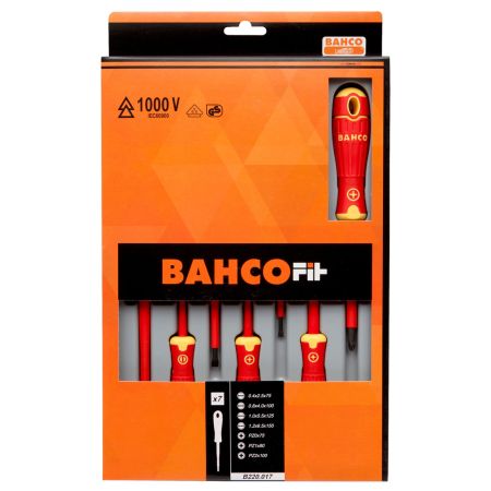 Bahco B220.017 BAHCOFIT Insulated PZ/SL Screwdriver Set x7 Pcs