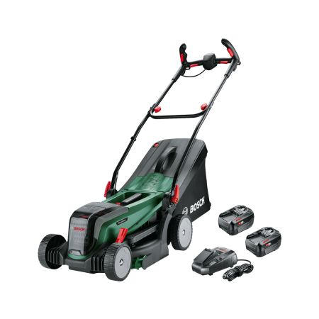 Bosch Green UniversalRotak 2x18V-37-550 Twin 18v Brushless Lawn Mower Inc 2x 4.0Ah Batts