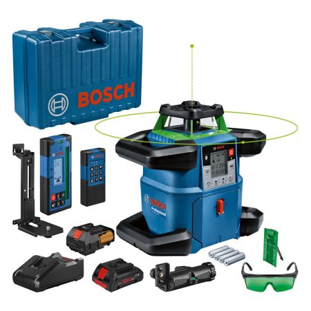 Bosch Professional GRL 650 CHVG Rotary Laser Measuring Tool & LR 65 G Receiver Inc 1x 4.0Ah Batt + Accs