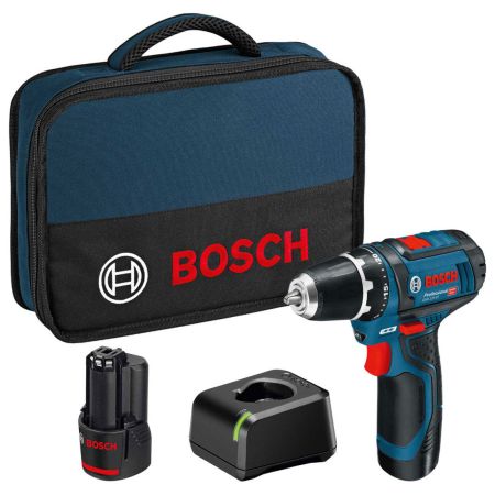 Bosch Professional GSR 12V-15 10.8v / 12v Drill Driver Inc 2x 2.0Ah Batts In Bag