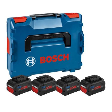Bosch Professional GBA 18v ProCORE 5.5Ah Battery Starter Set x4 Pcs In L-Boxx 136 Carry Case