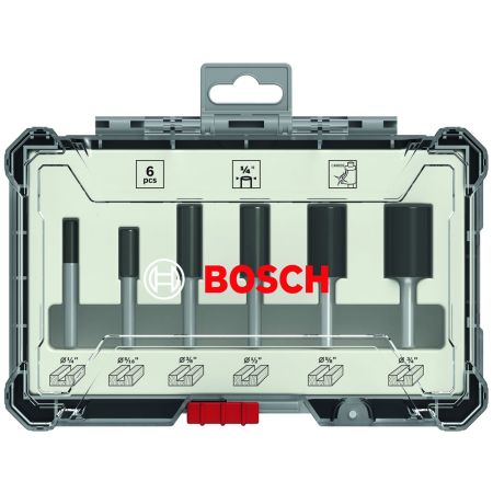 Bosch 1/4" Straight Router Bit Set x6 Pcs 2607017467