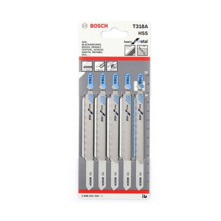 Bosch T318A HSS Basic for Metal Jigsaw Blades x5 2608631319