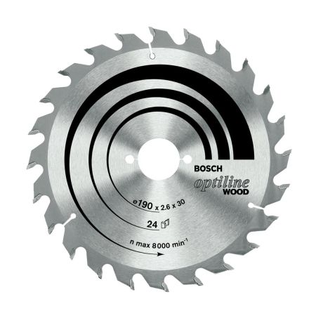 Bosch Optiline Circular Saw Blade for Wood 190 x 2.6 / 1.6 x 30 mm 24T