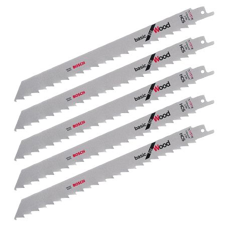 Bosch S1111K HCS Reciprocating Saw Blades for Wood x5 2608650678