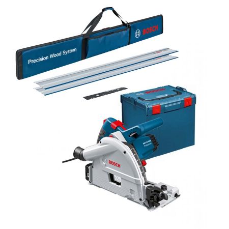 Bosch Professional GKT 55 GCE 165mm Plunge Saw & Guide Rails Full Kit In L-Boxx