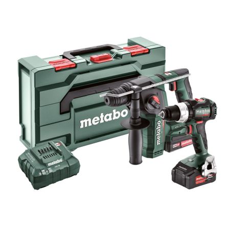 Metabo 2.5.2 18v Drill Driver & SDS+ Rotary Hammer Drill Combo Kit Inc 1x 2.0Ah & 1x 4.0Ah Batts