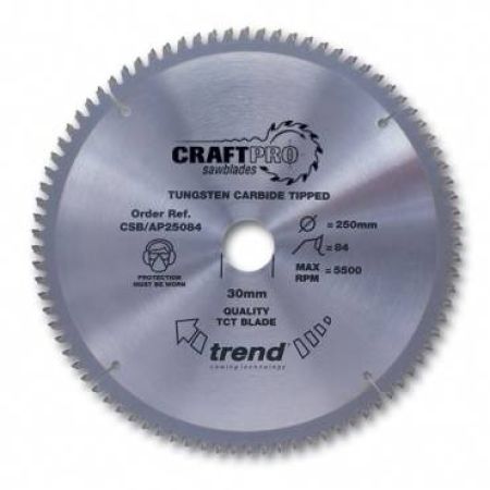 Trend CSB/AP25084 CraftPro Saw Blade aluminium & plastic 250mmx84 thx30mm