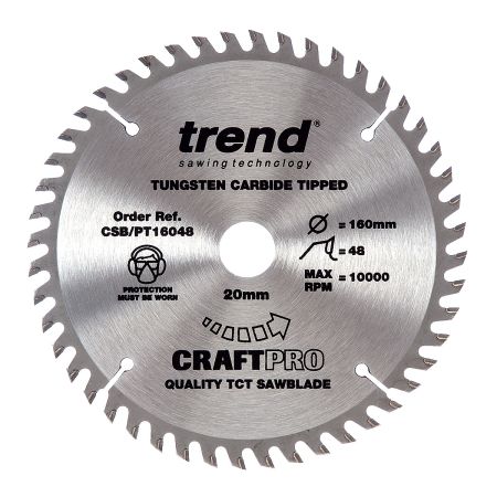 Trend CSB/PT16048 CraftPro Plunge Saw Blade 160mm x 48 Teeth x 20mm (Festool TS55)
