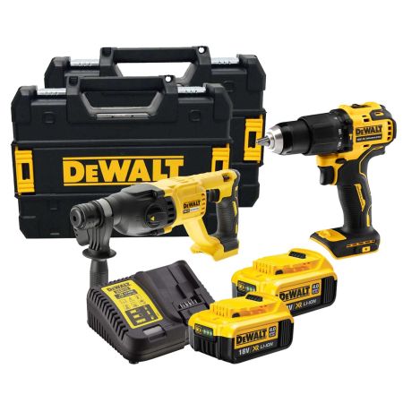 DeWalt DCK2070M2T-GB 18v XR SDS+ Plus Hammer Drill & Combi Drill Twin Kit Inc 2x 4.0Ah Batts