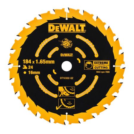 DeWalt DT10302-QZ Extreme 2nd Fix Circular Saw Blade 184mm x 16mm x 24 Teeth